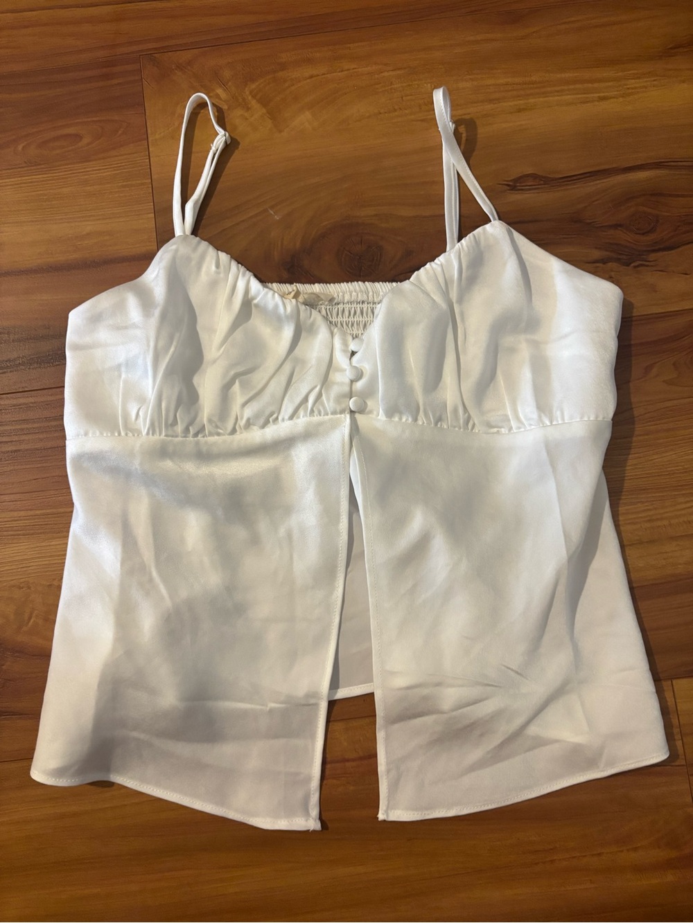 La Hearts White Satin Spaghetti Strap Camisole